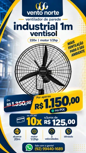 Ventilador 1 Metro de Parede Industrial 220v Ventisol