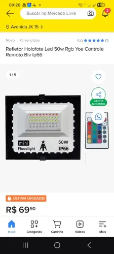 Led rgb 50 w com controle 