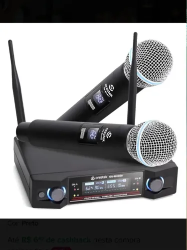 Microfone Sem Fio Duplo Uhf Hi Fi Dinamico Display Digital