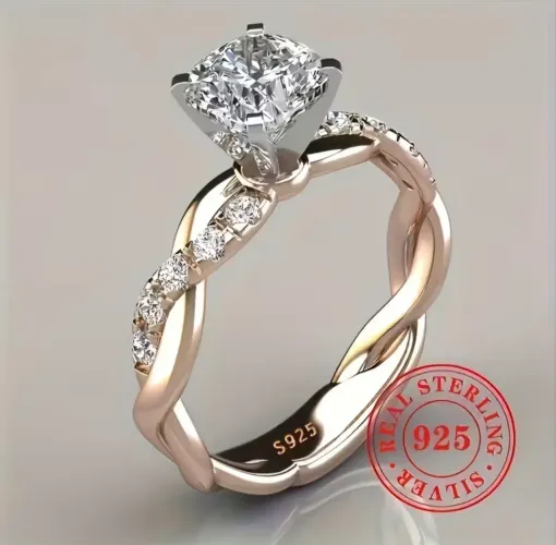 Solitário de Prata e Diamante Moissanite