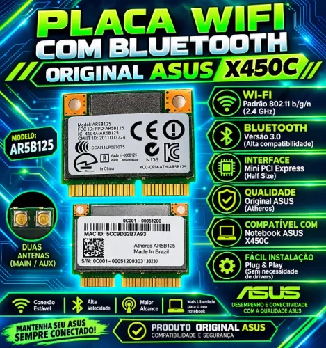 Placa WIFI Com Bluetooth Original  ASUS X450C