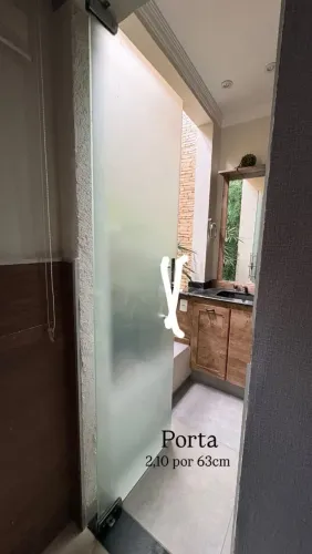 Porta de Vidro Temperado com Película Jateada! Ac Cartão!