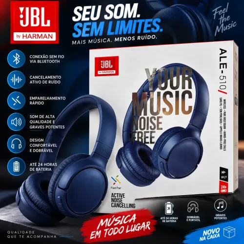 Fone JBL by: Harman ALE-510 Bluetooth com Cancelamento de Ruído - Novo na Caixa