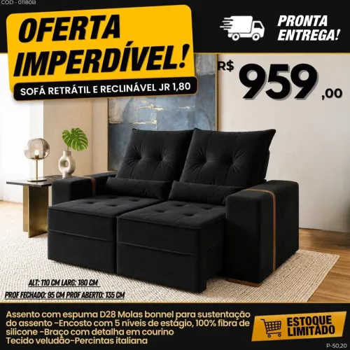 Sofa Retratil Reclinável JR 