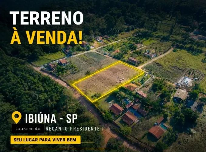 Terreno com 1.100 m² para Chácará no loteamento Recanto Presidente 1 - Ibiuna