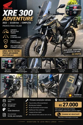 HONDA XRE 300 ADVENTURE | COMPLETA | GIVI | CAVALETE CENTRAL | PROTEÇÕES