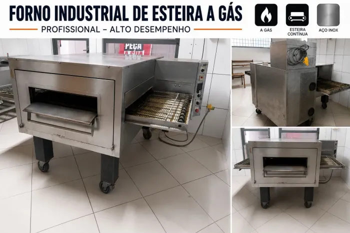 FORNO INDUSTRIAL DE ESTEIRA A GÁS - INOX