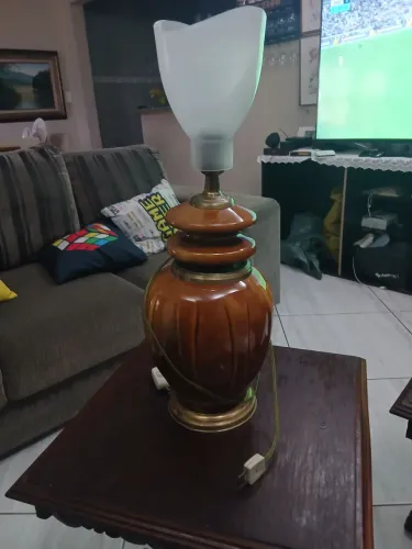 ABAJUR GRANDE DE CERAMICA TUPI ANOS 70 100%ORIGINAL IMPECÁVEL COM LINDA PATINA