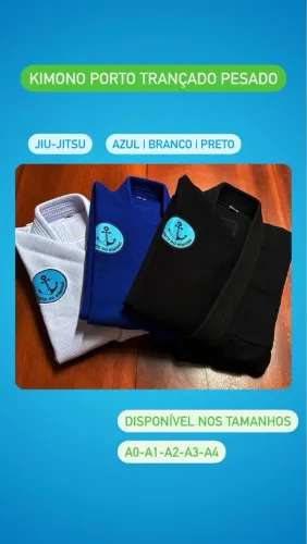 Kimono Porto Trançado Pesado Jiu-Jitsu - A0-A1-A2-A3-A4-A5