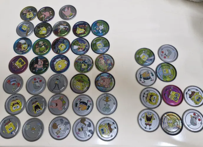 43 Tazos Titanium Elma Chips- Bob Esponja - 33 diferentes e 10 repetidos - conforme fotos