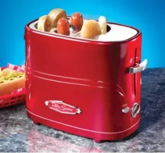 Torradeira para Hot Dog e Pão com 2 Slots (Retro), Vermelha Metálica, nova, muito bonita, 