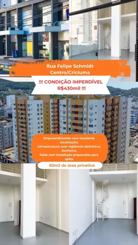 Sala comercial com 63m² a venda Centro - Criciúma