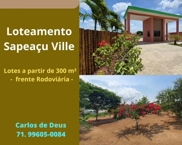 Loteamento em Sapeaçu, frente Rodoviária, lotes a partir de 300 m², com Infraestrutura Com