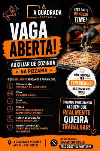 PIZZAIOLO COM OU SEM EXPERIENCIA!
