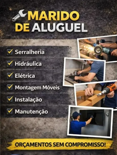 Marido de aluguel, elétrica, hidráulica, solda, serralheria, montagem de móveis.