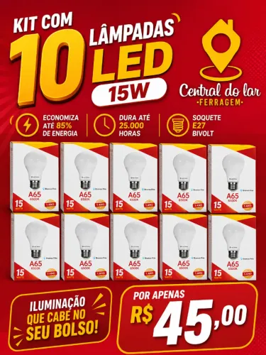 Kit 10 lâmpadas Led 15W