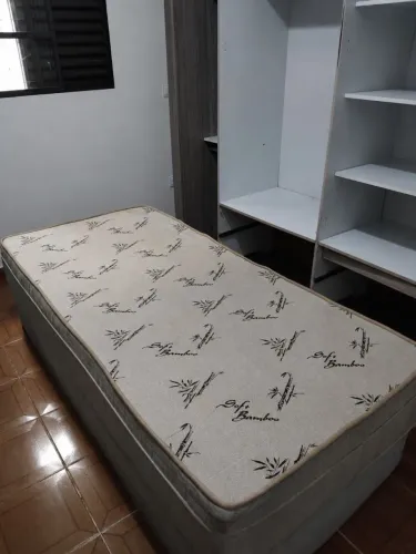 Cama box solteiro, colchão com fibra de bambu
