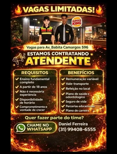 VAGAS PARA ATENDENTE