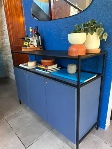 Aparador Buffet 3 Portas Azul 120x90x40cm