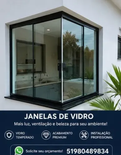 Janela de vidro com instalação 