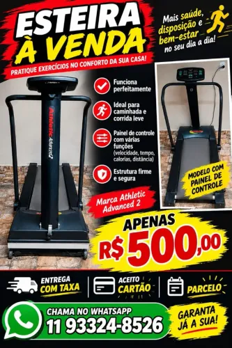 Esteira R$ 500,00 Entrego e Aceito Cartão