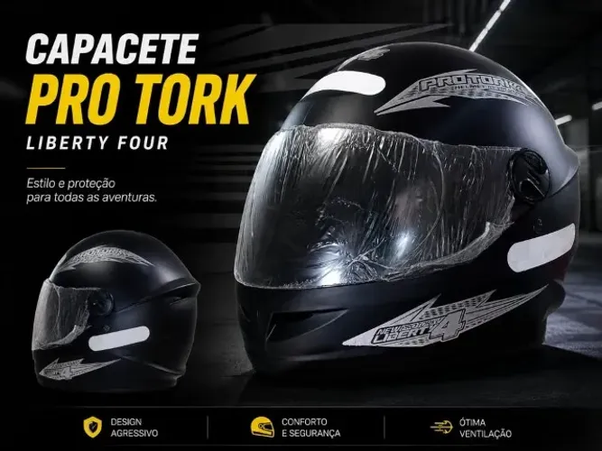 Capacete Fechado PRO Tork New Liberty Fosco Tamanho 60 Viseira Fumê