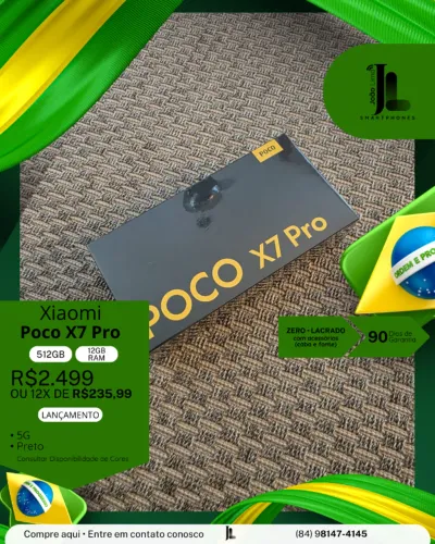 POCO X7 PRO, 5G, 512GB, 12GB RAM, LACRADO(CABO E FONTE), LANÇAMENTO!