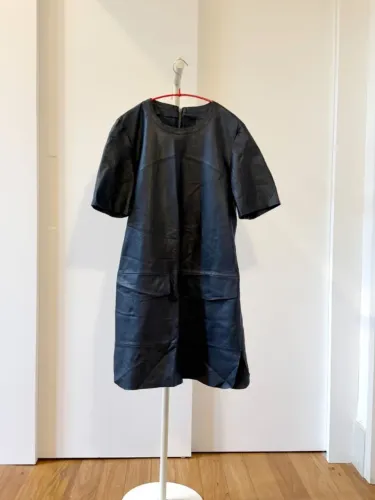 Vestido de couro Animale azul marinho M