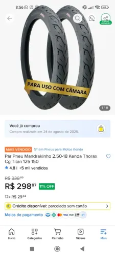 Pneu kenda mandrakinho 2.50 aro 18 os dois pneus
