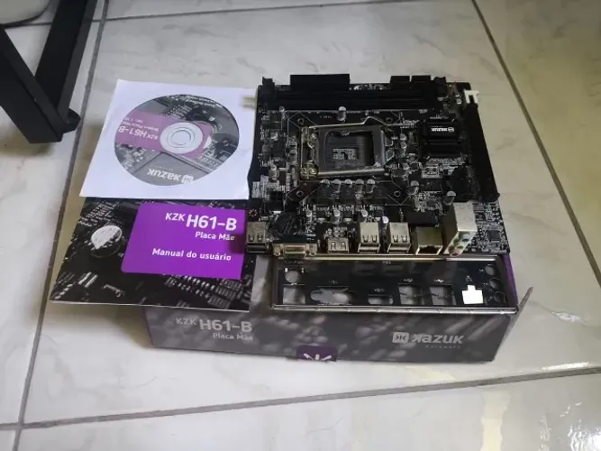 Placa Mãe Kazuk KZK H61-B LGA 1155 (HDMI/VGA) DDR3 + Caixa e Espelho (100% FUNCIONAL)