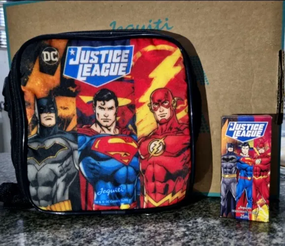 Kit Liga Da Justiça Lancheira e Perfume Brinde