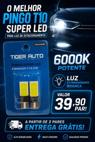 Par Lâmpada Super Led 8500K T10 Pingo LUZ estacionamento Entrega Grátis apartir 2 pares!