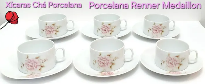 Xícaras De Chá Vintage Porcelana Renner Medaillon Motivo Rosas