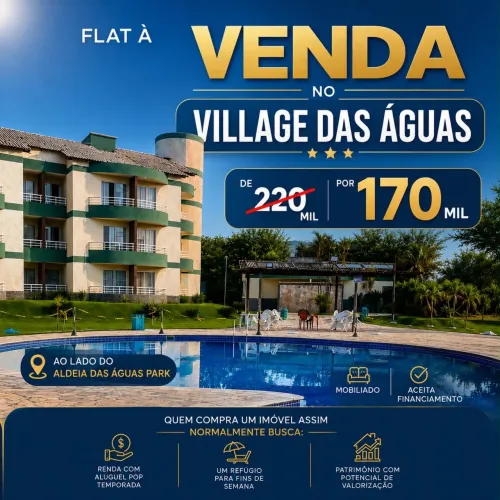 Flat Mobiliado no Village das Águas | Investimento | R$ 170 Mil