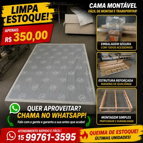 Cama Box Estrutura Montavel 138x188x26 Emma PRODUTO EM QUEIMA