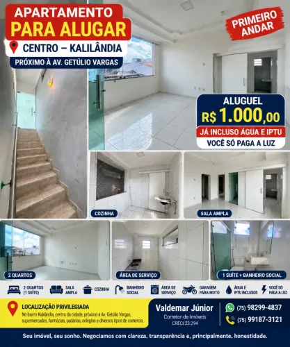 Apartamento 2 Quartos com Suíte na Kalilândia - R$ 1.000