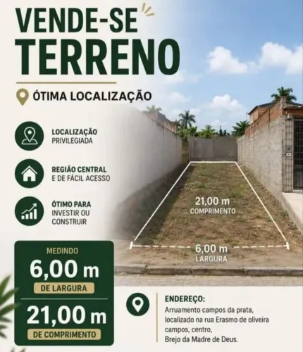 Terreno em Brejo da Madre de Deus, perfeito para construir
