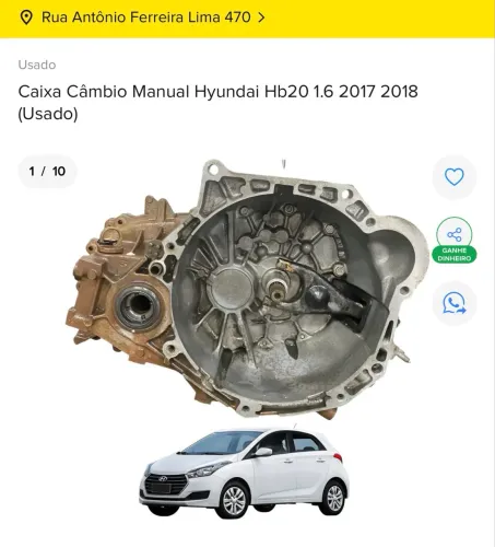 CAIXA DE MARCHA MANUAL HYUNDAI HB20 1.6 2018