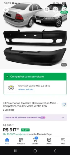 Par de parachoques vectra 97/99.