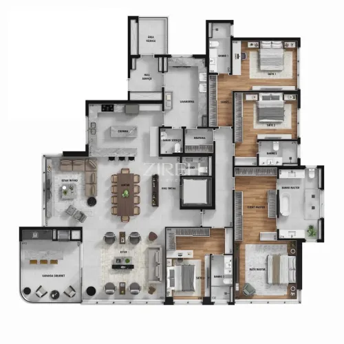 APARTAMENTO NO ECOVILLE | 4 SUÍTES | 305M² | 1 POR ANDAR | VISTA PARQUE BARIGUI | 27º ANDA