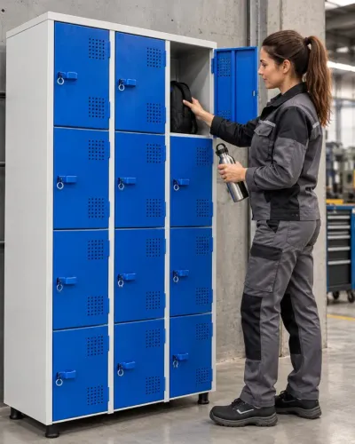 Roupeiro de Aço 12 Portas Azul para Vestiário - Novo