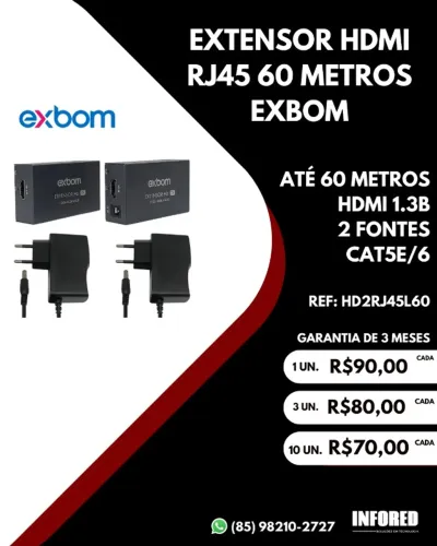 Extensor HDMI RJ 45 60 metros