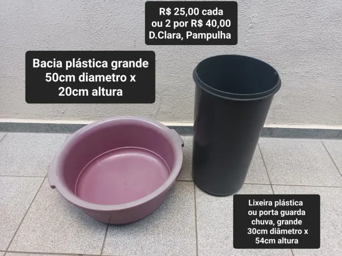 Bacia grande ou lixeira 50 litros preta