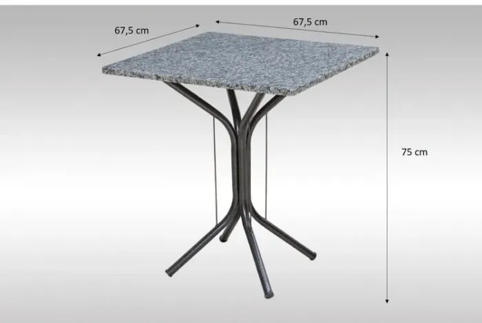 Conjunto mesa quadrada com tampo granito com 4 cadeiras