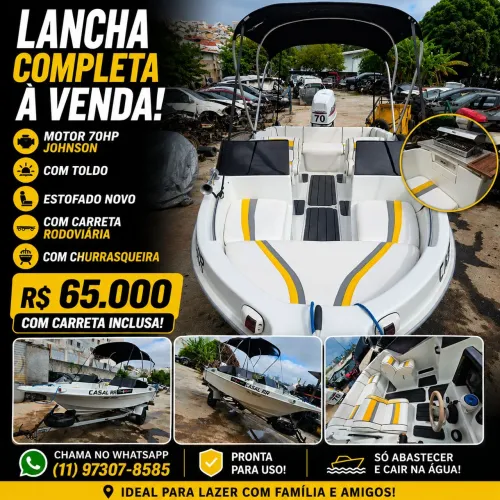Lancha fibra fort 17, 70hp johnson 