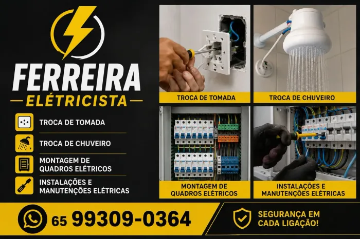 Ferreira Eletricista ? Instalações, Chuveiros, Tomadas e Quadros Elétricos