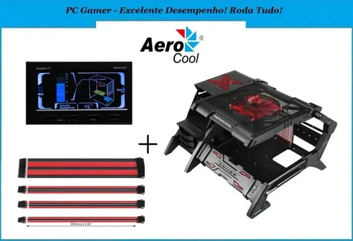 Gabinete Aerocool Strike-X / Controlador Temperatura Aerocool Modern-X / Kit Cabo Extensão