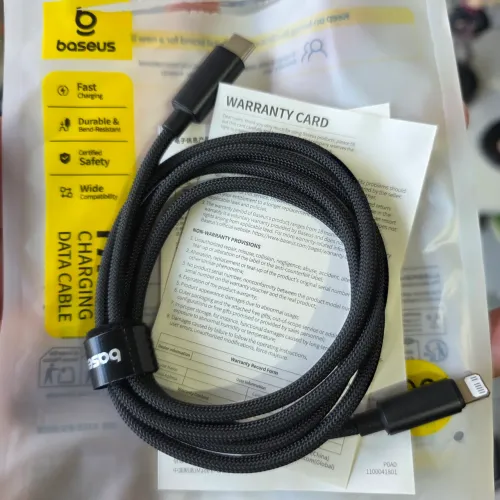 Cabo Lightning reforçado de 1m pra carregador USB Tipo C Baseus / iPhone 8 Plus 14 Pro Max