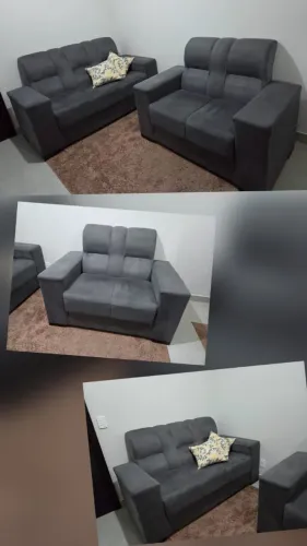 Sofá Estofado Mônaco Veludo Titanium