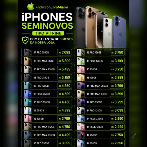 IPHONE SEMINOVOS TIPO DE VITRINE, LOJA NO RIOMAR, ACEITAMOS O SEU USADO, CARTÃO EM 18x 